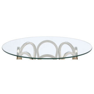 Round Glass Top Table With Polished Metal Base