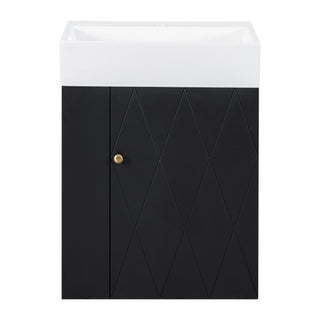 Modern Bathroom Vanity With Sink, Diamond Pattern Doors