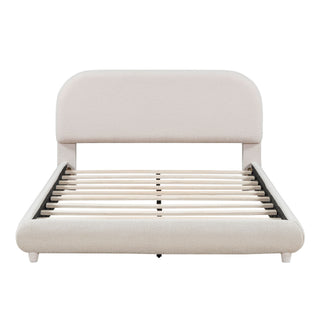 Upholstered Platform Bed With Thick Solid Frame And Stylish Curve-Shaped Design