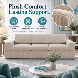 Oversized Modular Sectional Sofa 3 Piece Set, Flexible Layout For Living Room
