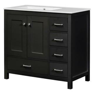 Bathroom Vanity With Sink Combo, 2 Soft Close Doors And 5 Drawers