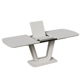 Modern Industrial Style Expandable Dining Table With U Shaped Legs - Antique Gray White