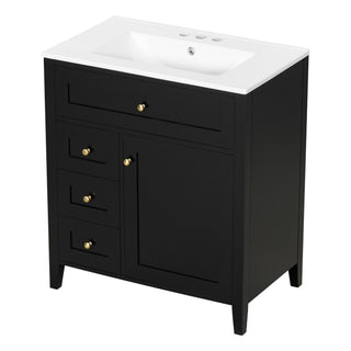 Bathroom Vanity With Sink, 3 Drawers And Adjustable Shelf, Freestanding Storage Unit