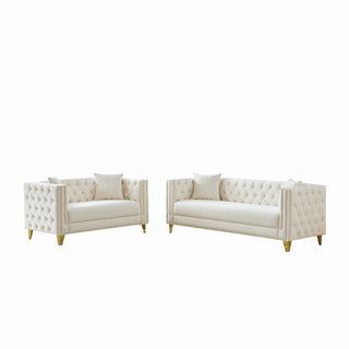 Deep Seat Sofa With Button Nailhead, Square Arm Couches