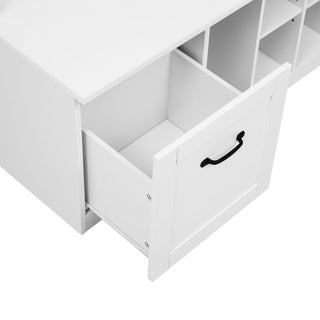 5 In 1 Entryway Bench With Coat Rack, 7 Sturdy Hooks, 2 Spacious Drawers And Adjustable Shelves
