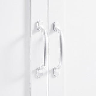 Tall Bathroom Storage Cabinet With 4 Doors 3 Drawers Adjustable Shelves - White