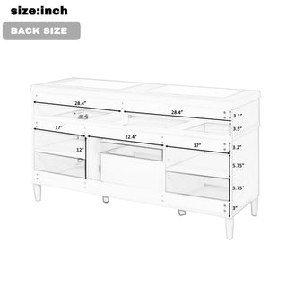 Bathroom Vanity With Double Sink, 3 Drawers, 2 Doors, Adjustable Shelves, Freestanding - White