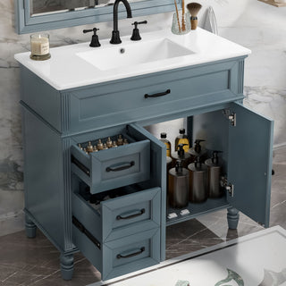 Bathroom Vanity With Sink, 2 Doors 2 Drawers, Freestanding Design
