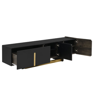 TV Stand With 1 Drawer, 2 Cabinets And Adjustable Shelves