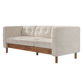 3 Seater Sofa With Square Arms, Tufted Pillow Back For Living Room