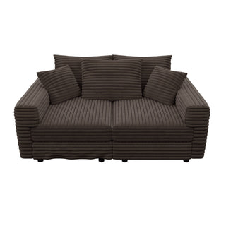 Deep Seat Convertible Sofa With Soft Pillows And Ottomans