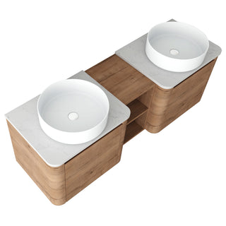 Wall Mounted Bathroom Vanity With Art Sink, 1 Storage Shelf, Soft Close Door