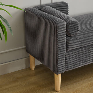 Upholstered Corduroy Flip Top Storage Bench For Living Room