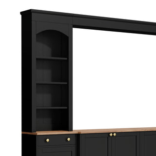 Arched Entertainment Center Wall Unit With Bookshelf, Retro Large TV Stand