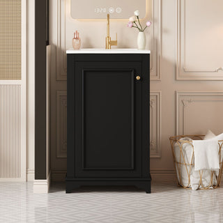 Bathroom Vanity With Sink, Freestanding Single Cabinet Set, Soft Close Door, Adjustable Shelf