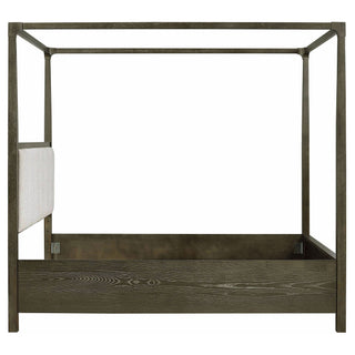Sundance - Queen Canopy Bed With Upholstered Headboard - Dark Brown