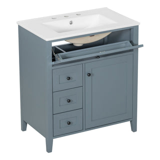 Modern Bathroom Vanity With Sink, 3 Drawers And Adjustable Shelf