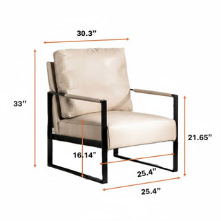 Classic Mid Century Modern Accent Chair With Durable Square Metal Frame, Armchair