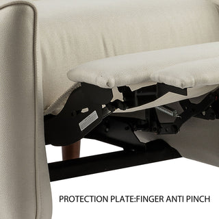 Upholstered Push Recliner Chair With Rubber Wood Legs For Living Room