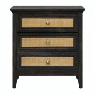 Nightstand With 3 Drawers, Tall End Table - Brown