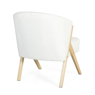 Modern Accent Chair With Polyester Upholstery And Minimalist Lounge Chair For Living Room, Bedroom, Or Office - White