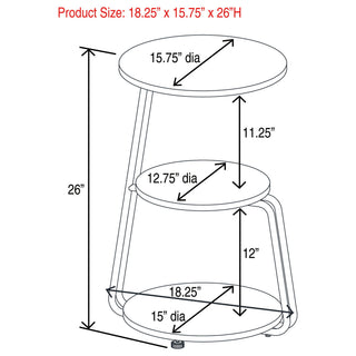 Dixon - 3 Tier Round Accent Side Table With Slim Legs - White / Black