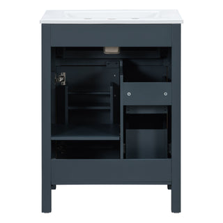 Modern Bathroom Vanity With Sink, Flip Drawer & 2 Drawers, Soft Close Hinges, Adjustable Shelf