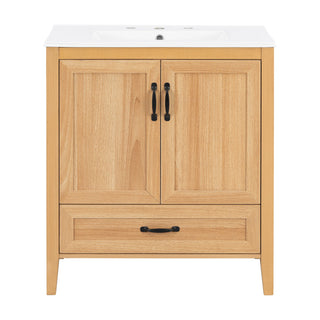 Elegant Fluted Bathroom Vanity With Sink, Soft Close Doors & Drawer