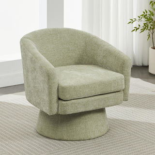 Swivel Barrel Chair With Cushioning For Living Room & Office, 360° Rotating - Green