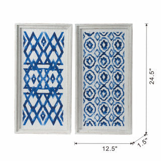 Hanging Sculptures, Modern Wall Art Decor (Set of 2) - White / Blue