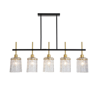 Chandelier 5 Light, Fixture Over Table - Black / Gold