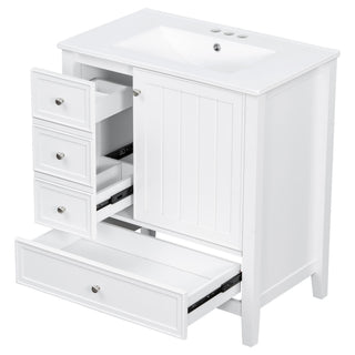Modern Bathroom Vanity With Sink, 1 Cabinet & 3 Drawers