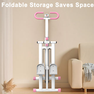 Stair Stepper With Resistance Home Upgrade Vertical Climber Workout Machine For Full Body Exercise - Pink