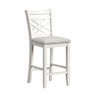 Brooks - 5 Piece Counter Set With Table And 4 Upholstery Seat & Wood Back Chairs - Medium Brown & White