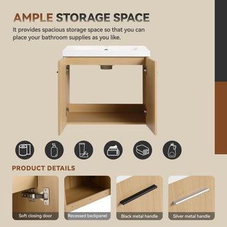 Floating Bathroom Vanity With Sink, Wall Mounted Double Door Storage