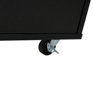 Mobile Kitchen Cart With Storage With 2 Doors, 3 Drawers & Adjustable Shelf - Black / Natural
