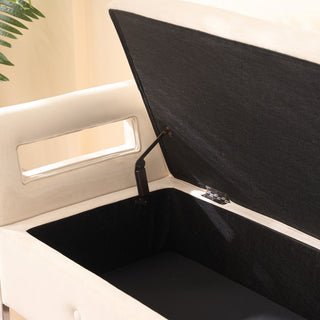 Wide Storage Soft Ottoman Bench With Armrests