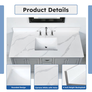 Bathroom Vanity Top With Undermount Sink, 3 Pre Drilled Holes