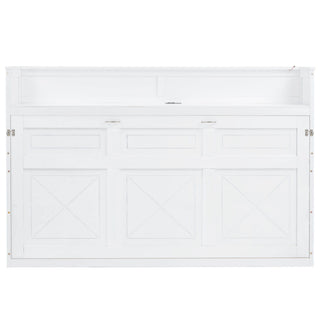 Murphy Bed With Desk, LED Light And USB Charging Station