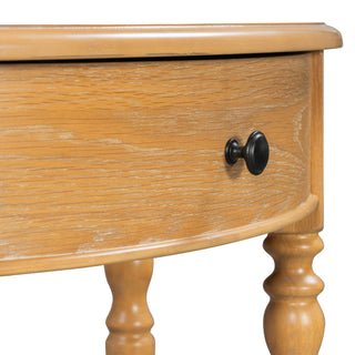 Half Moon Console Table With Drawer & Shelf