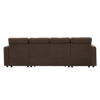 Convertible Sectional Sofa With Storage Chaise, Cup Holders And Pull Out Sleeper