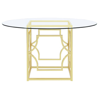 Krista - Round Glass Top Dining Table - Gold