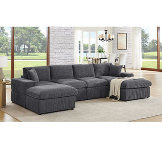 Upholstered Symmetrical Modular Sectional With 6 Seating