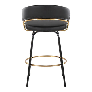 Jie - Fixed Height Contemporary Counter Stool With Swivel Round Footrest (Set of 2)