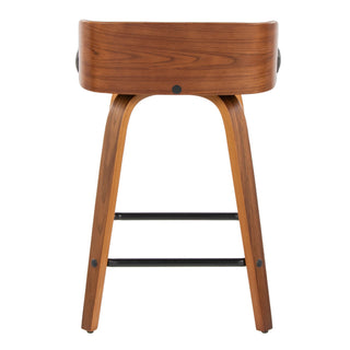 Maya - Mid Century Modern Fixed Height Counter StoolSwivel And Square Footrest (Set of 2)