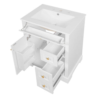 Modern Bathroom Vanity With Sink, 3 Drawers & Cabinet With 2 Tier Door Storage