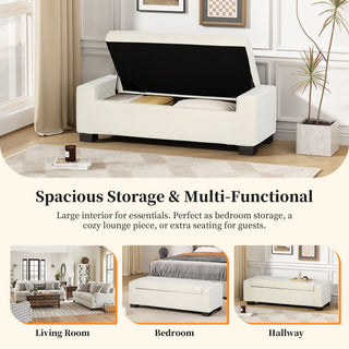 Textured Fabric Ottoman Bench With Hinged Lid