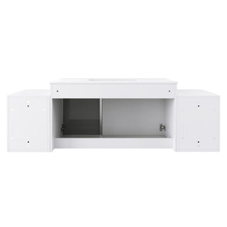 Wall Mounted Bathroom Vanity With Sink, Cabinet & Half Door