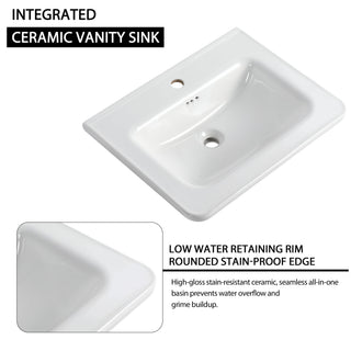 Wall Mounted Bathroom Vanity & Sink, Storage Shelves & Soft Close Door