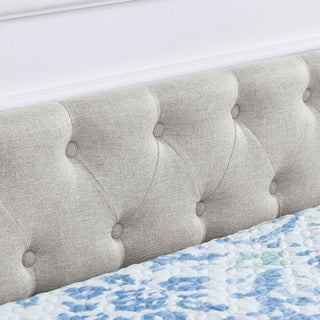 Upholstered Tufted Daybed With 2 Drawers, Waved Arms